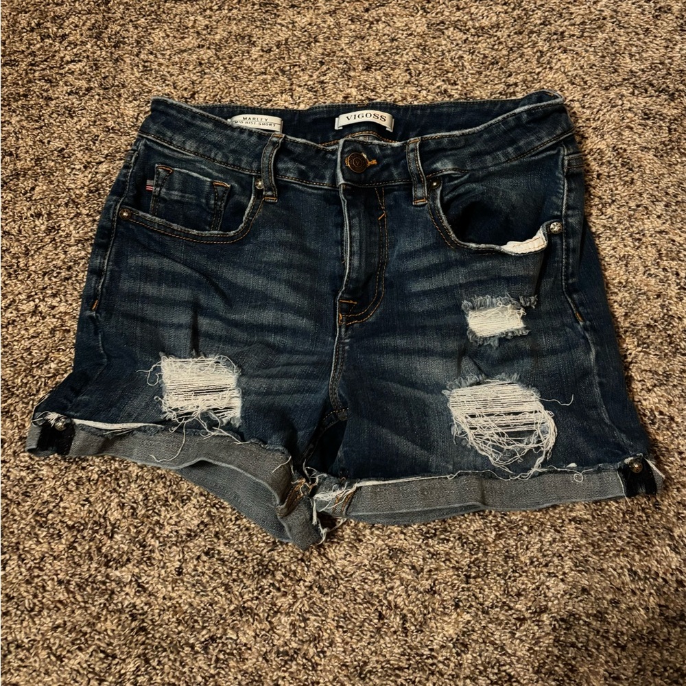 Vigoss Blue Distressed Jean Shorts High-Waisted